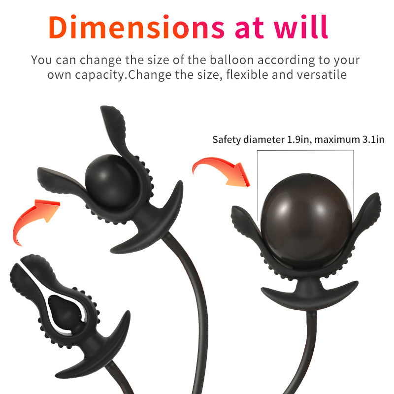 Inflatable butt plug black bulge stimulation