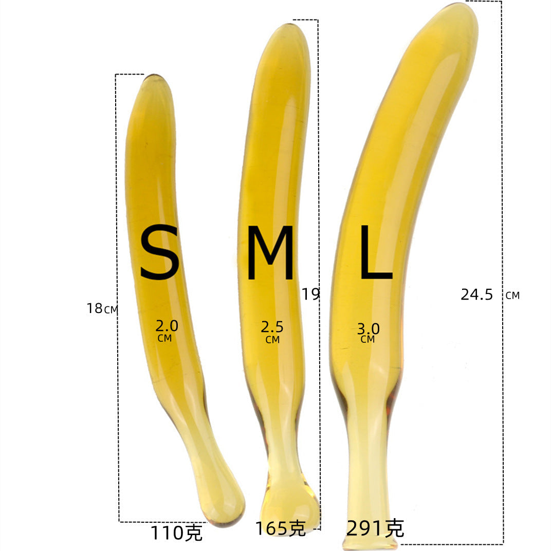 Banana Discreet Sword With Handle Glass Butt Plug