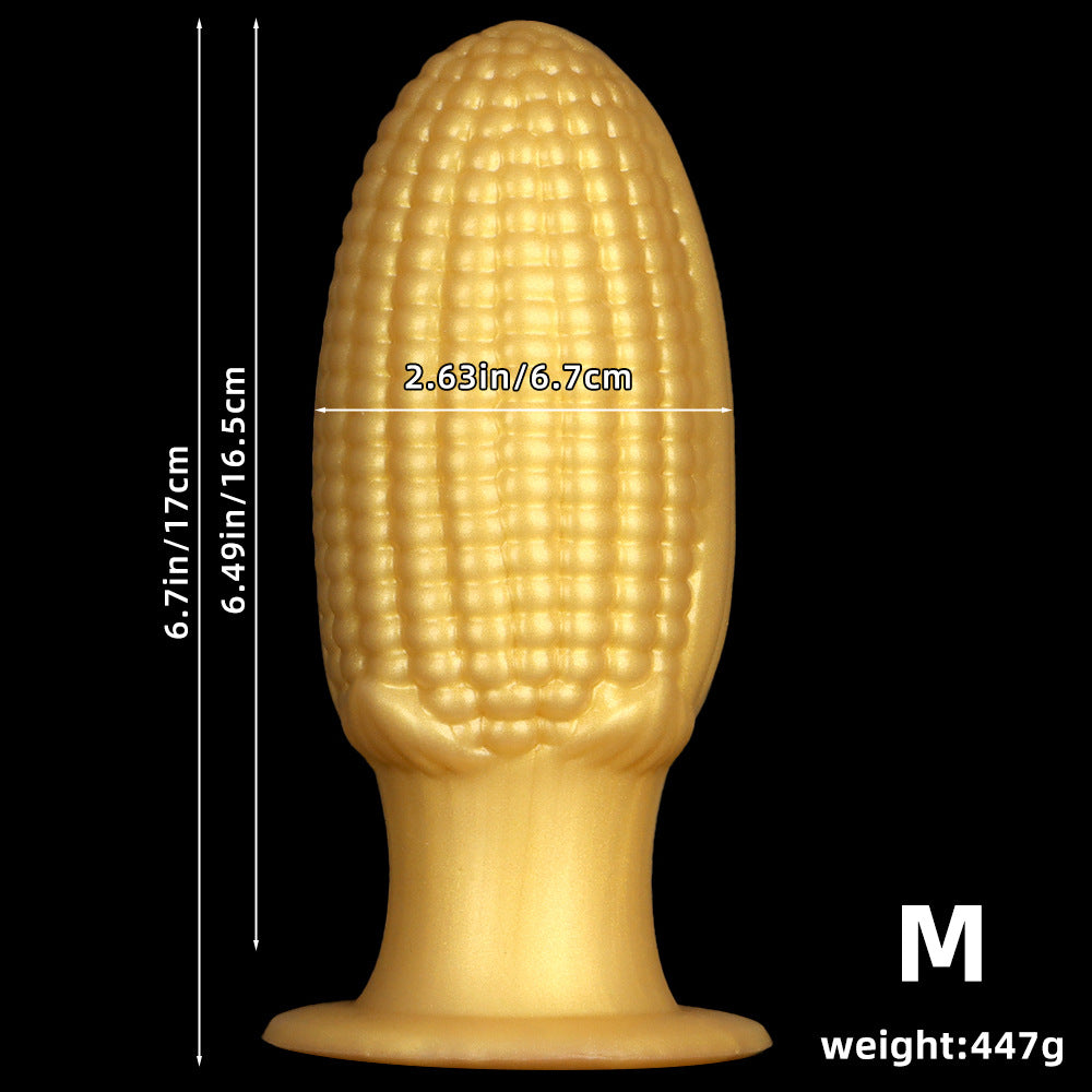 Gold silicone corn large butt plug