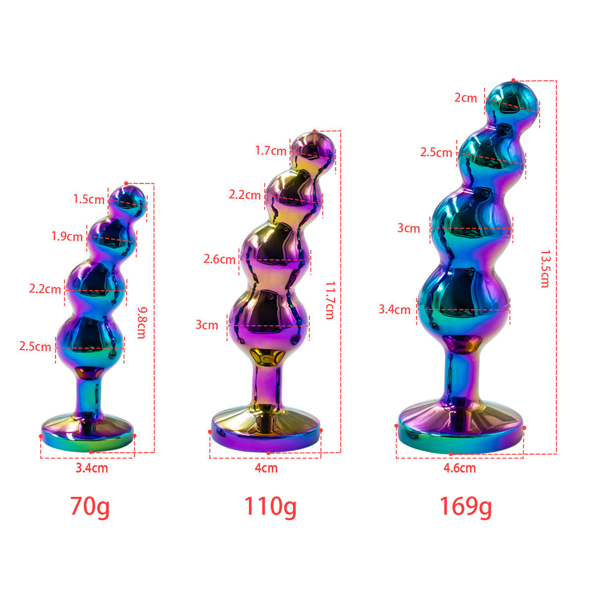 Colorful beaded anal training jeweled butt plugs