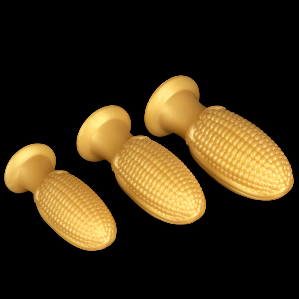Gold silicone corn large butt plug
