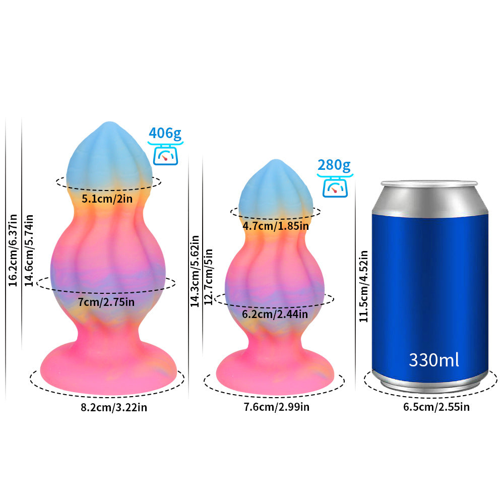 Glow in the dark rainbow silicone butt plug
