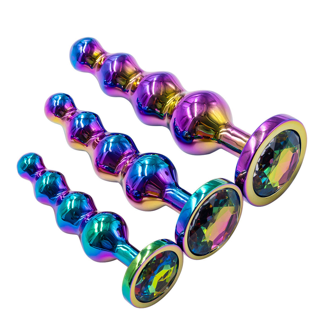 Colorful Beaded Anal Training Jeweled Butt Plugs