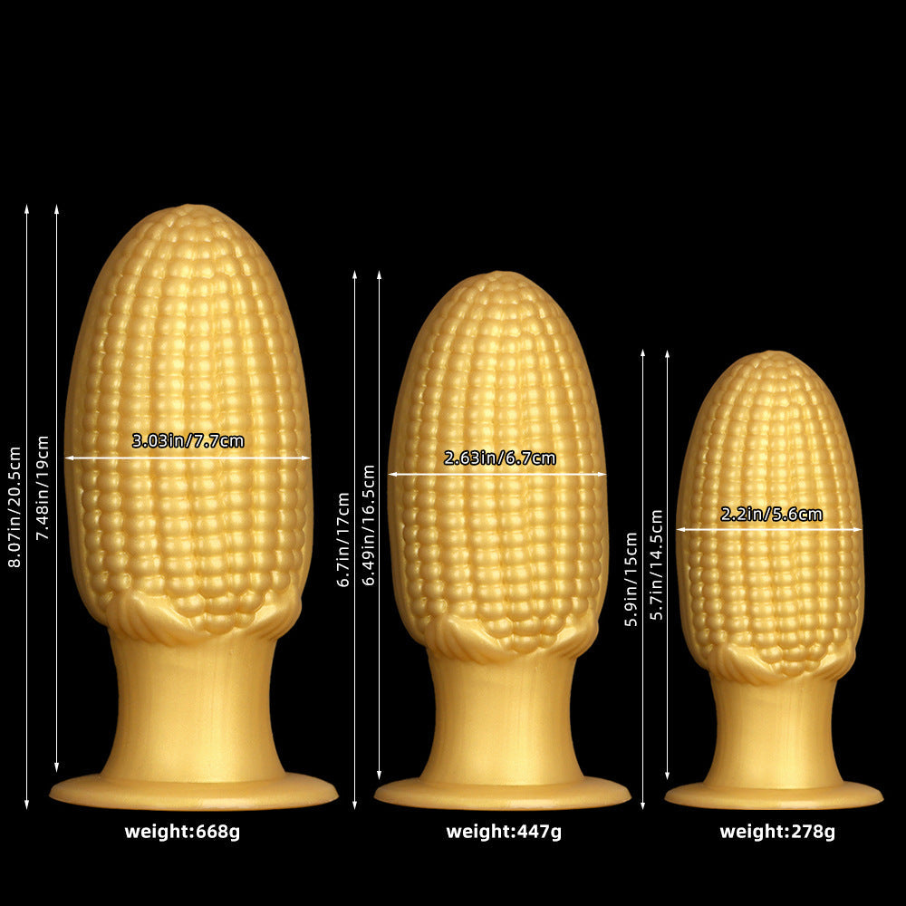 Gold silicone corn large butt plug