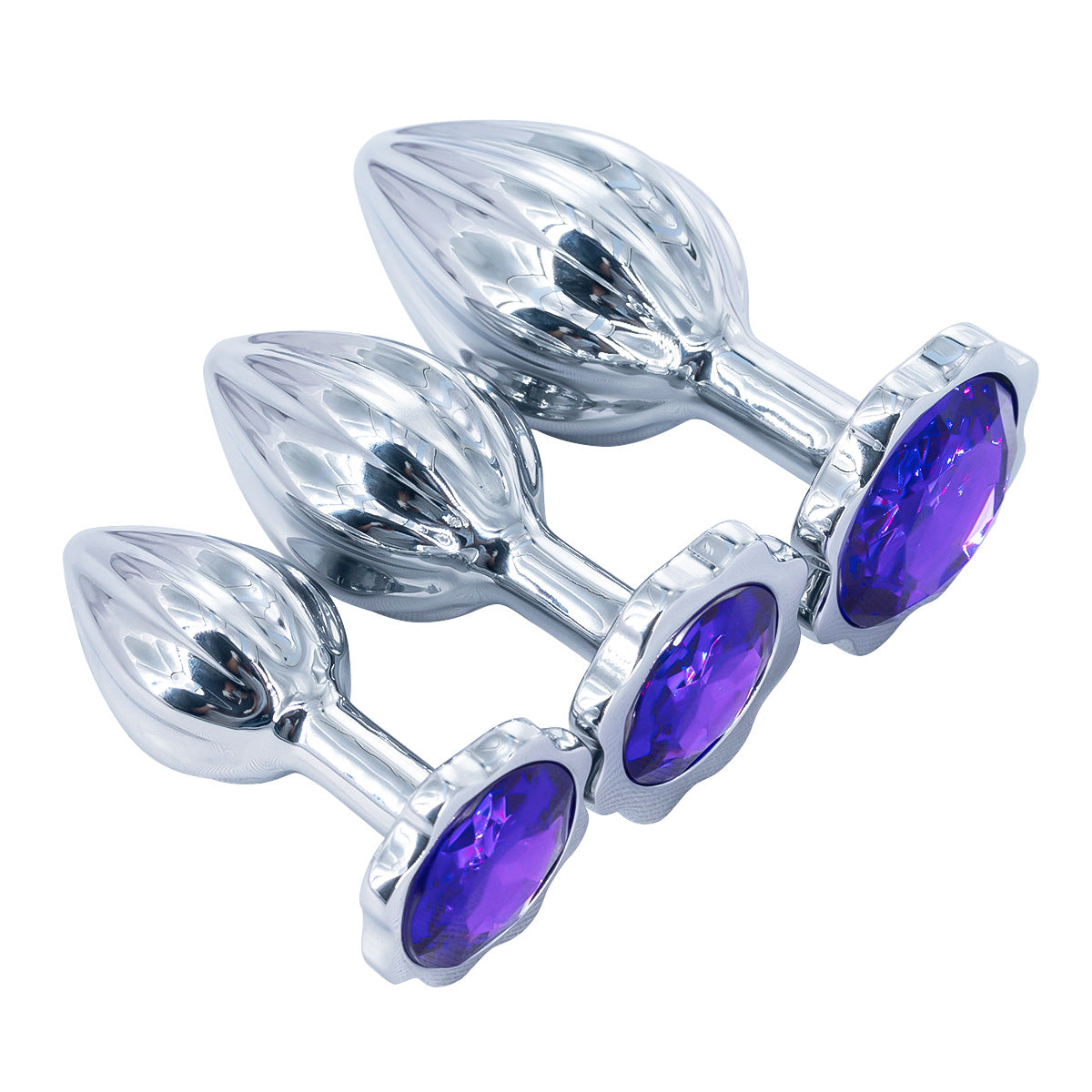 Plum blossom shaped purple jeweled butt plug