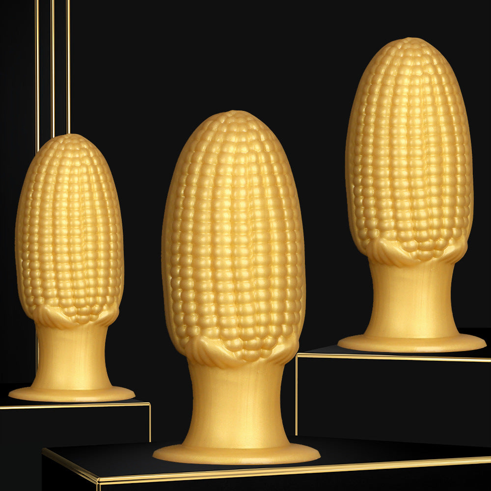 Gold Silicone Corn Large Butt Plug