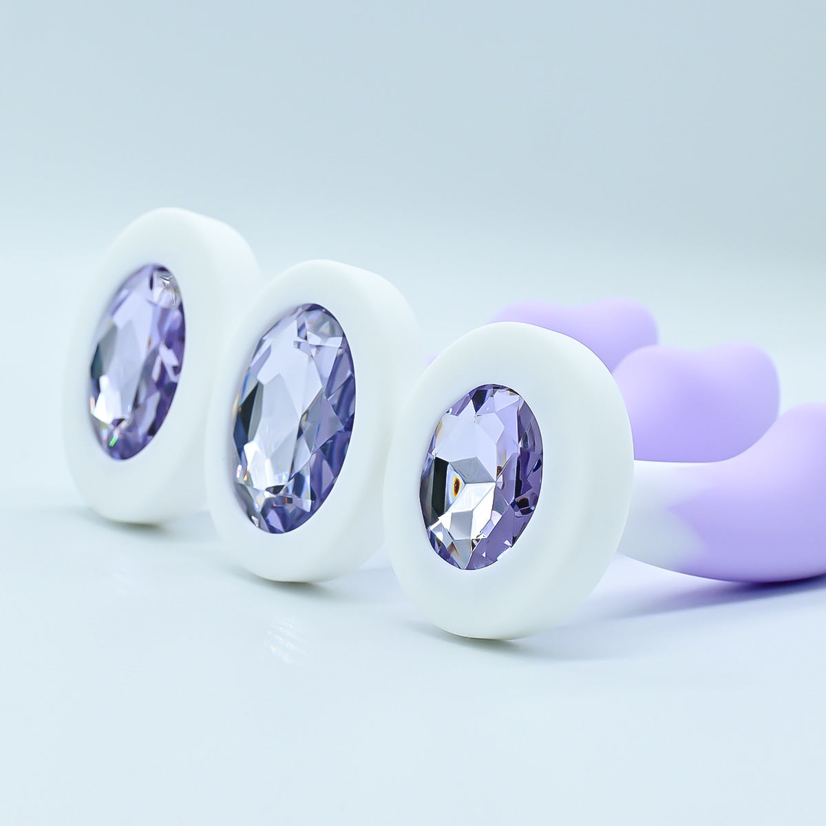Purple soft silicone beginner jeweled butt plugs