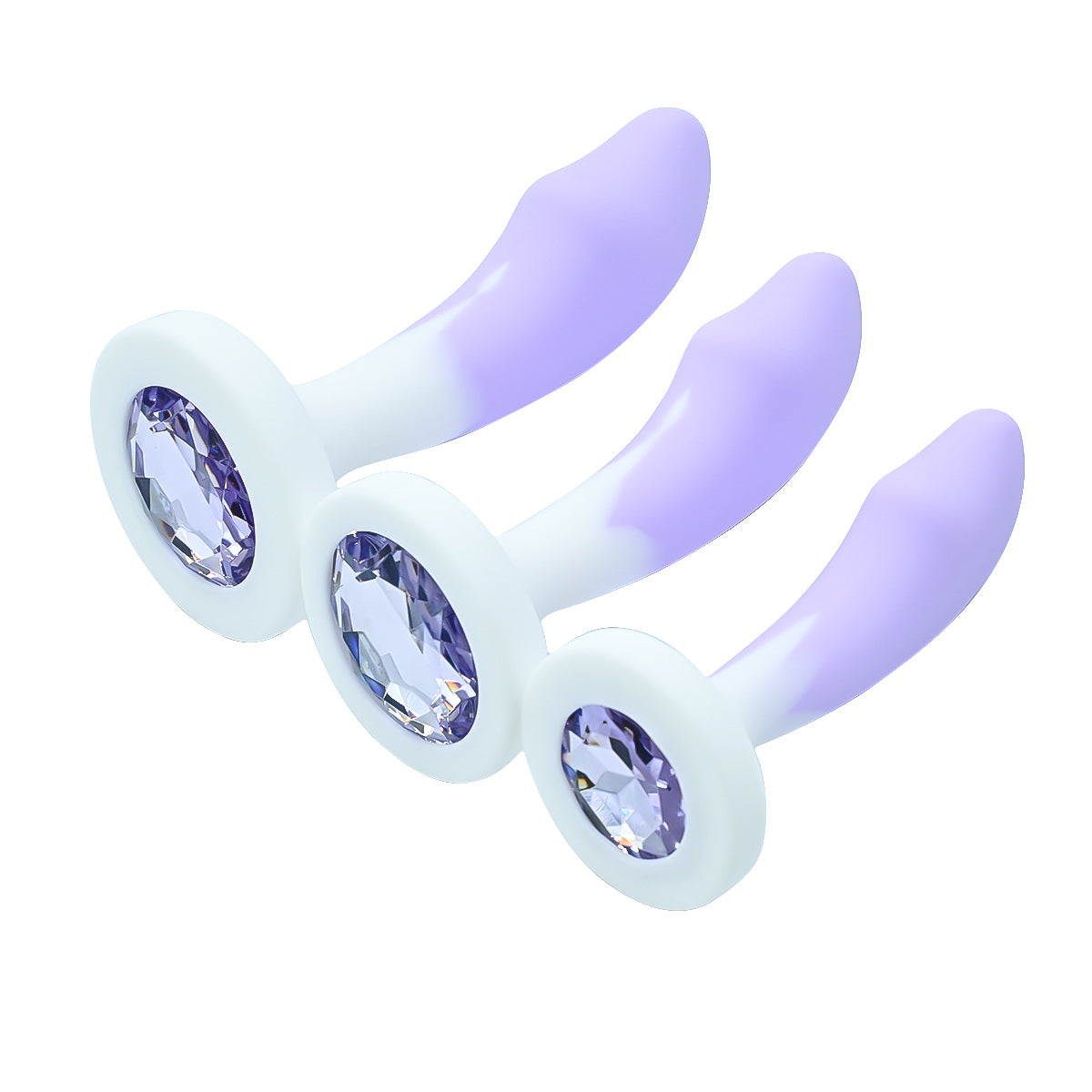 Purple soft silicone beginner jeweled butt plugs