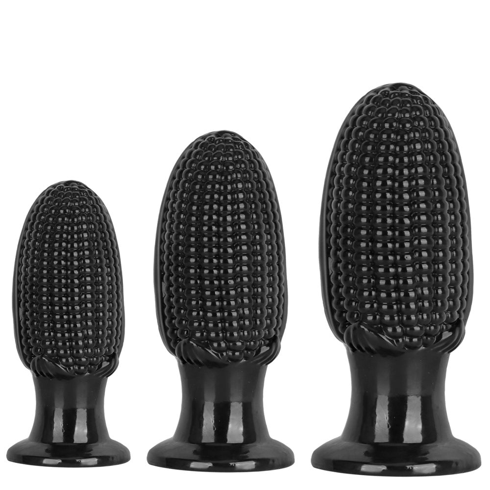 Black PVC Corn Cob Large Butt Plug