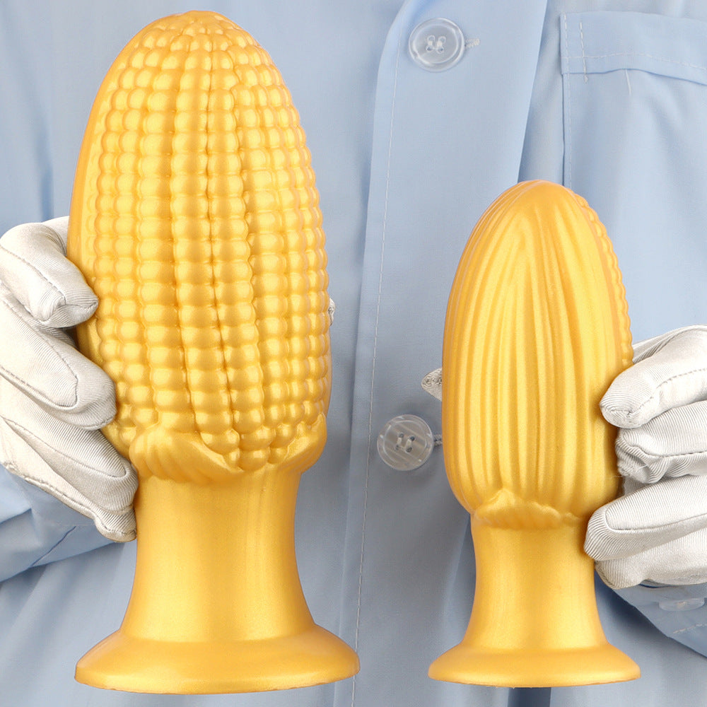 Gold silicone corn large butt plug