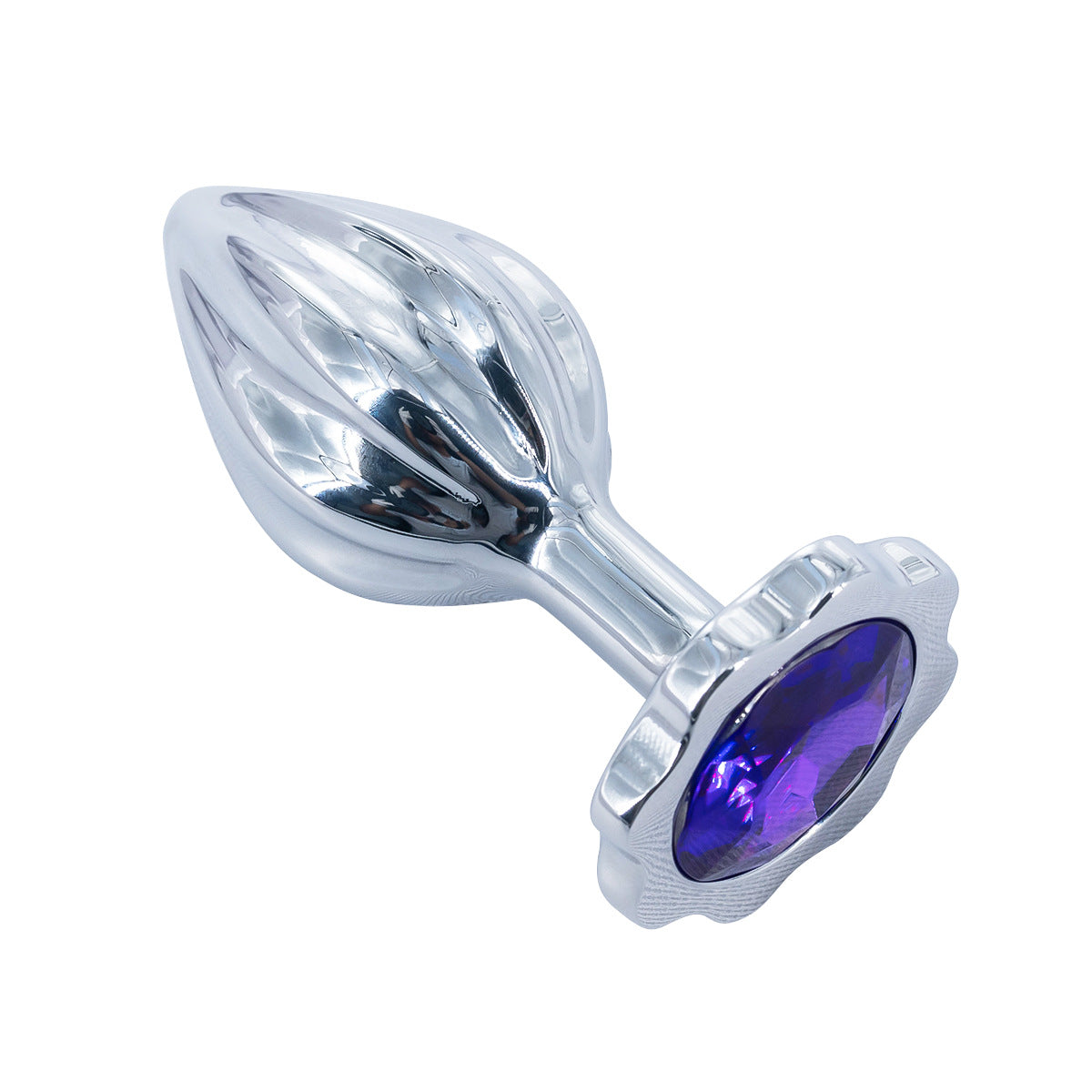 Plum blossom shaped purple jeweled butt plug