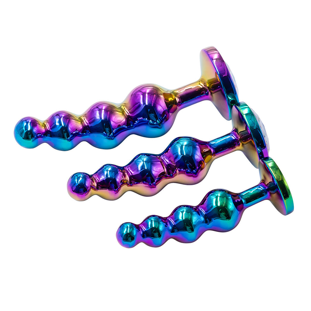 Colorful Beaded Anal Training Jeweled Butt Plugs