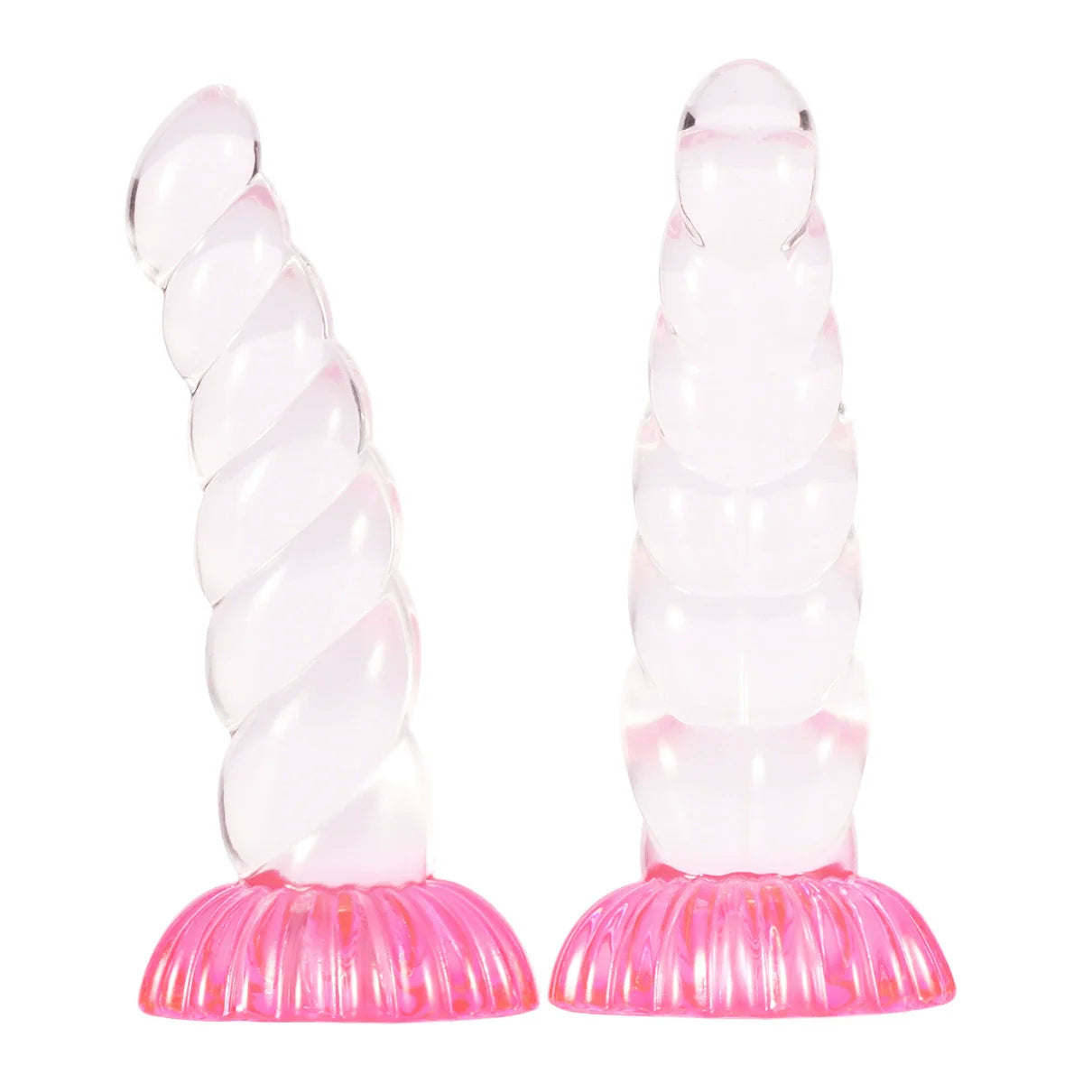 Ribbed clear unicorn horn butt plug