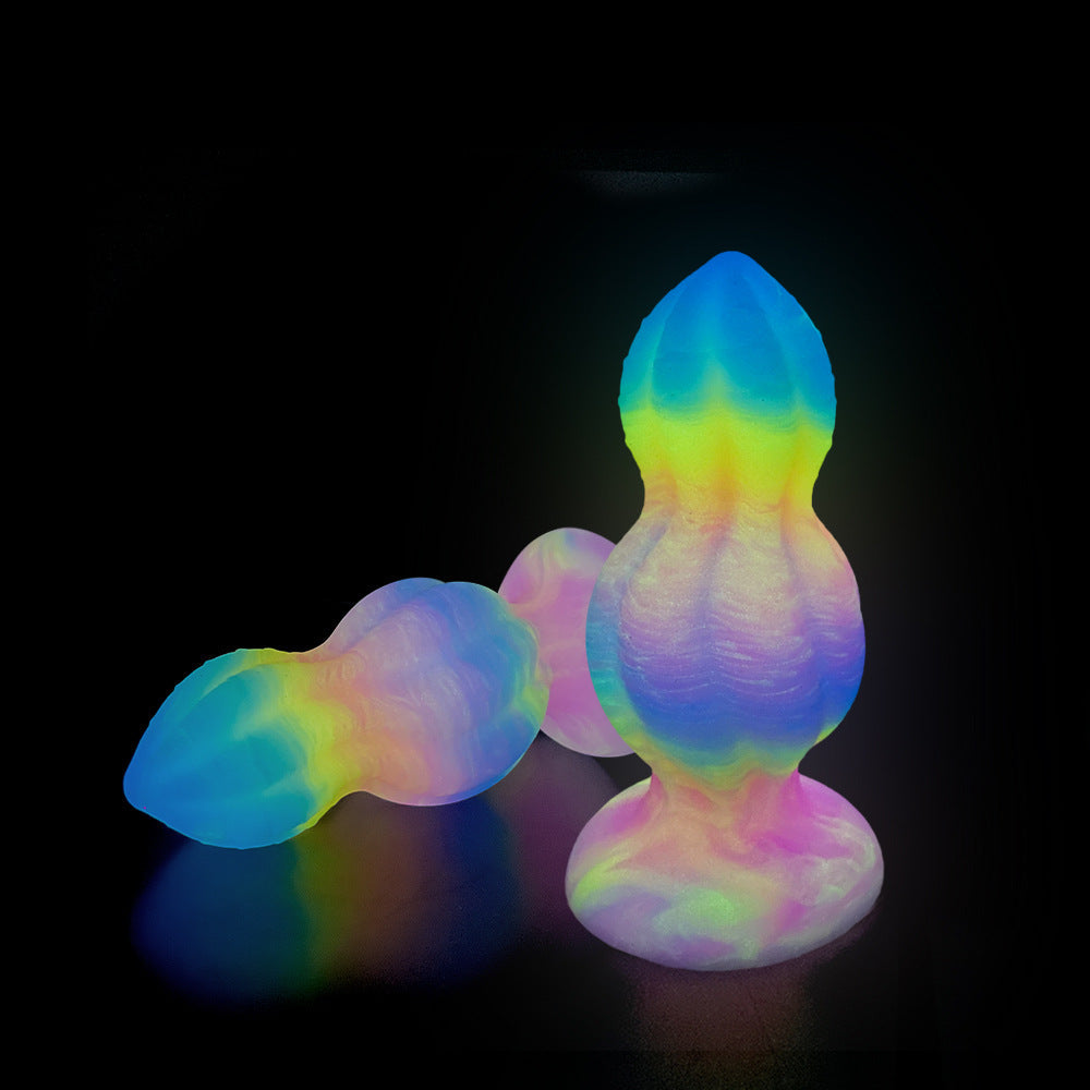 Glow in the Dark Rainbow Silicone Butt Plug