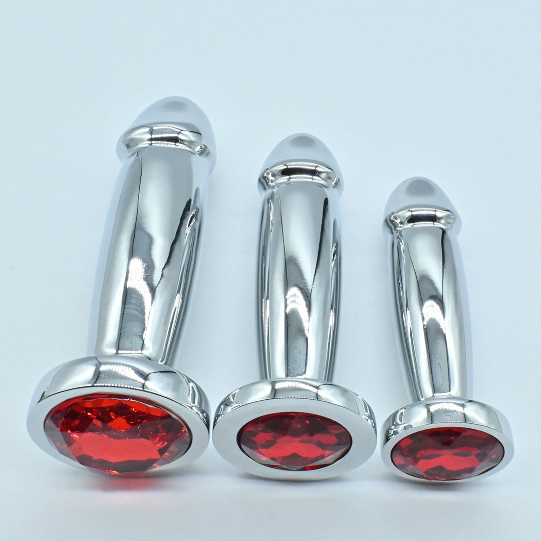 Realistic Penis Red Jeweled Butt Plug