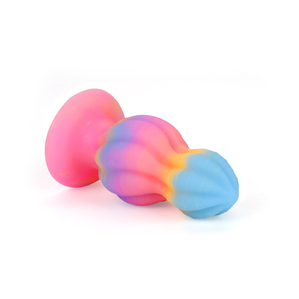 Glow in the dark rainbow silicone butt plug