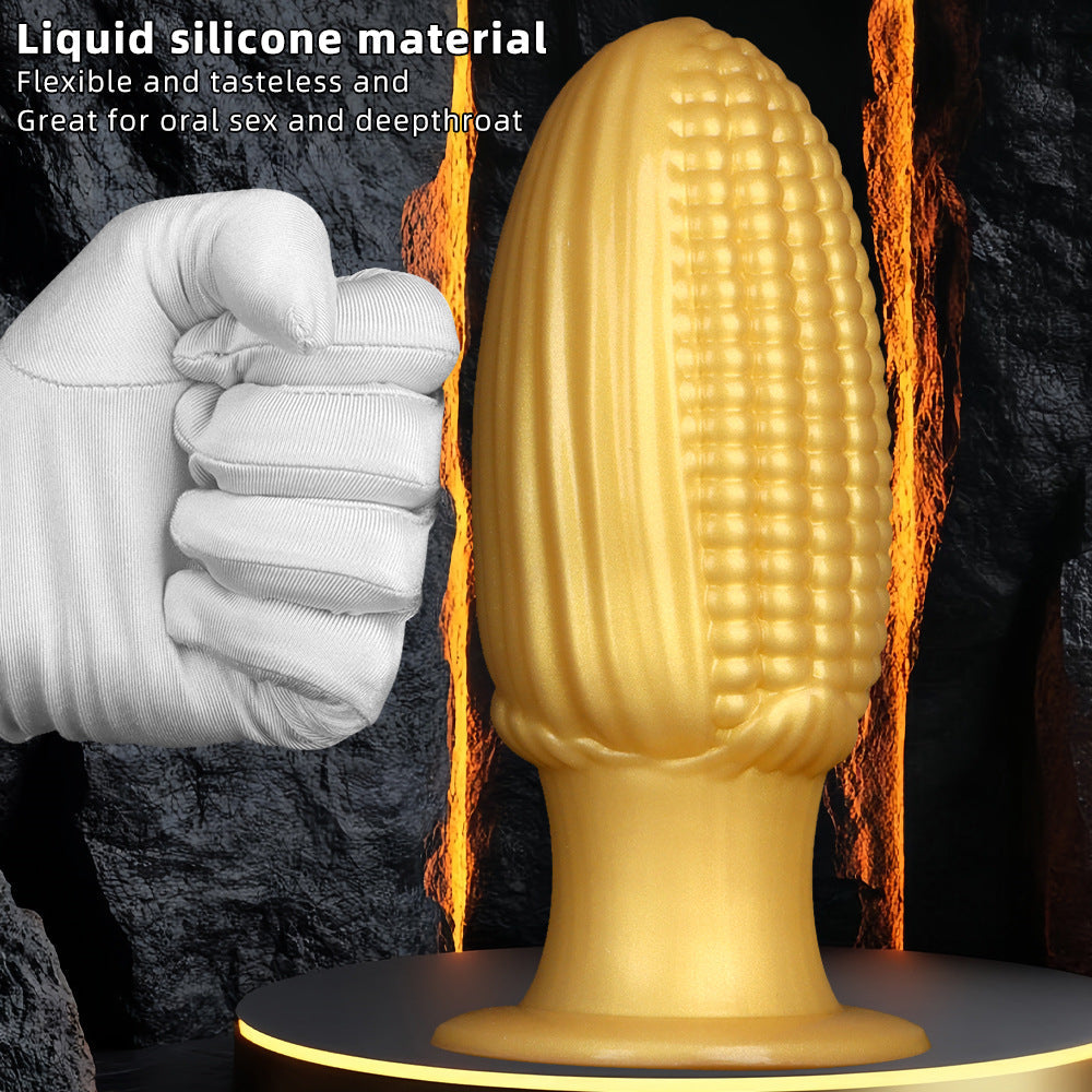Gold silicone corn large butt plug