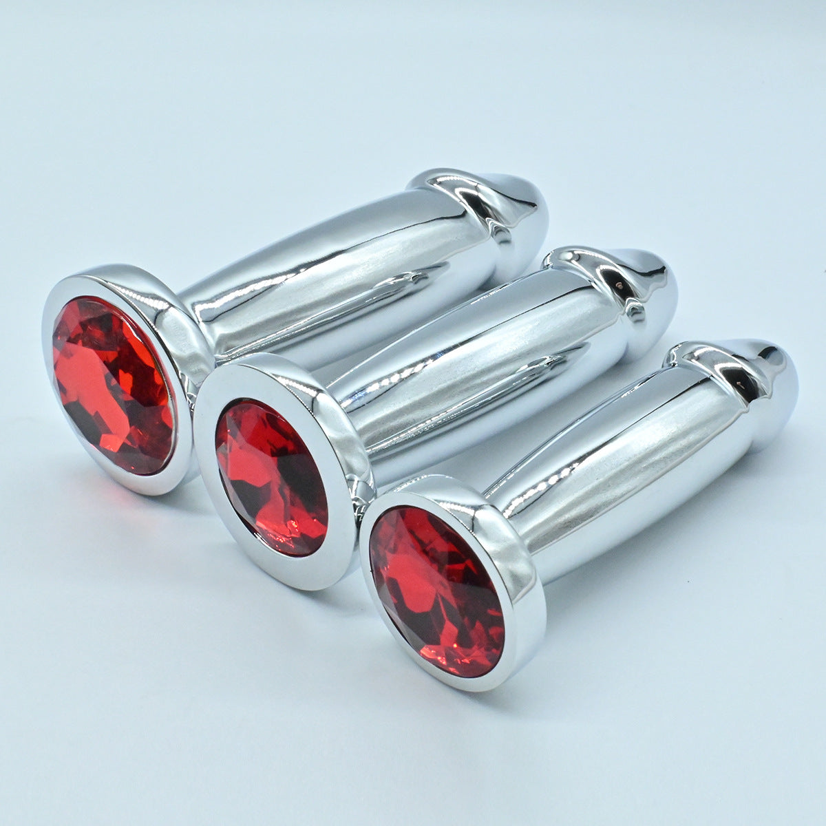 Realistic penis red jeweled butt plug