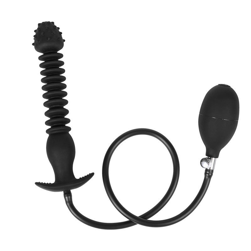 Huge folding black inflatable butt plug