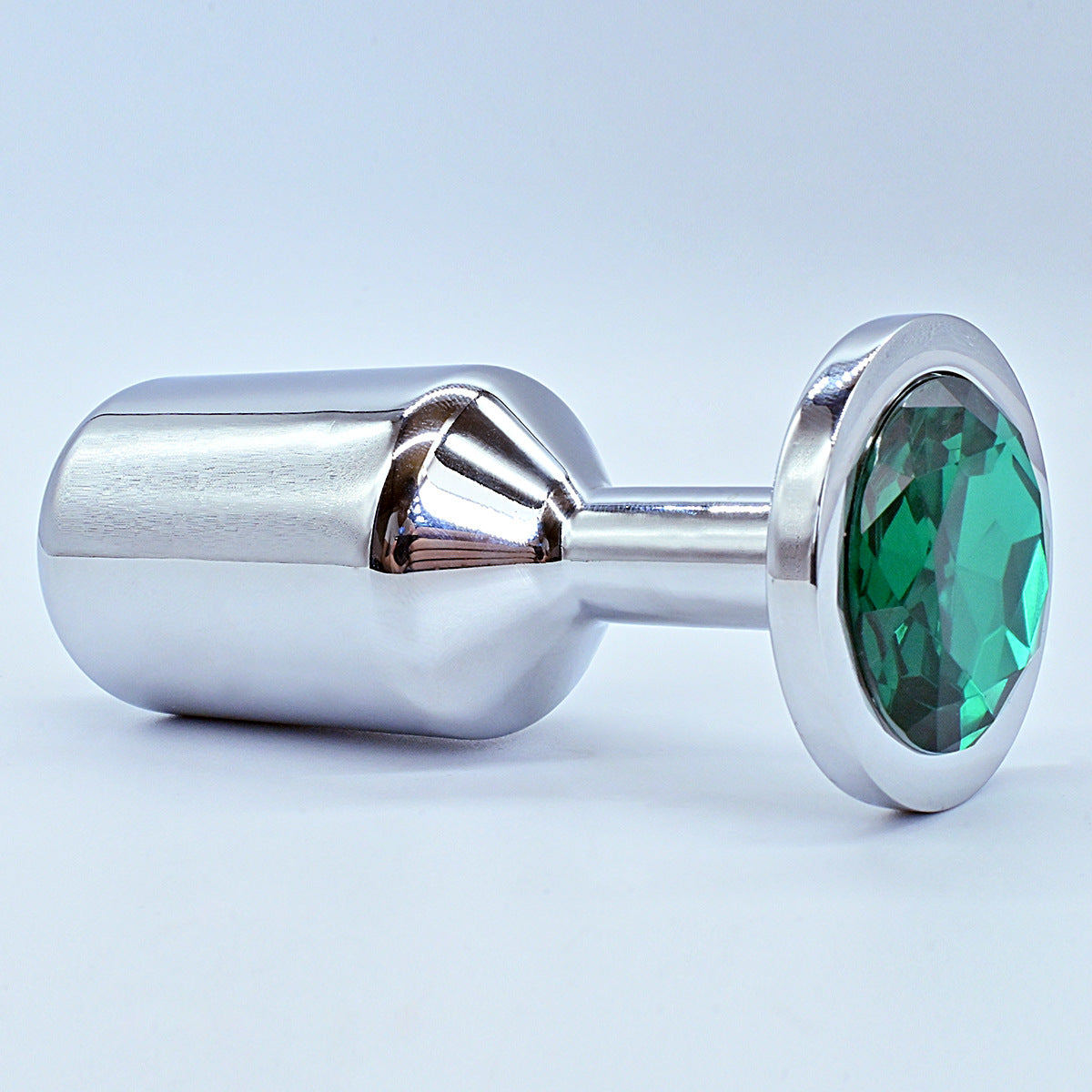Green metal gem jeweled butt plug