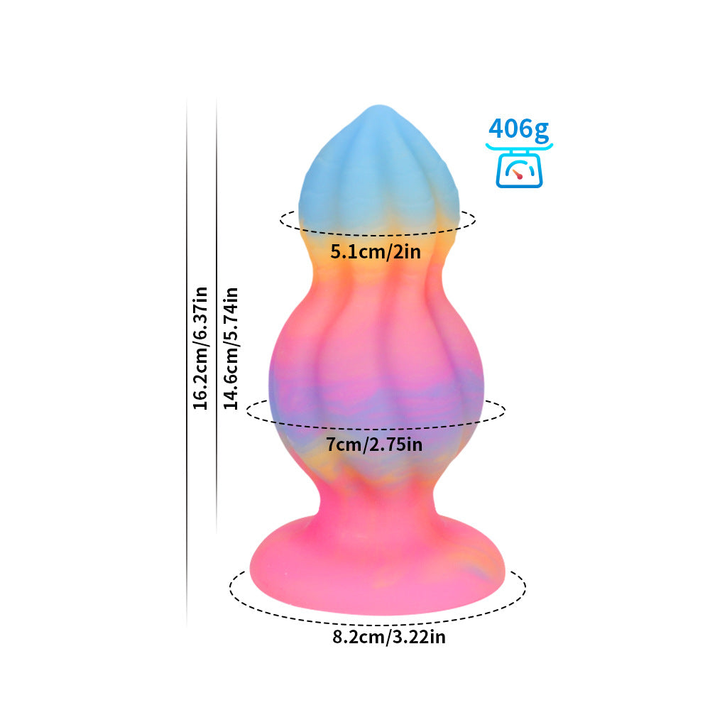 Glow in the Dark Rainbow Silicone Butt Plug