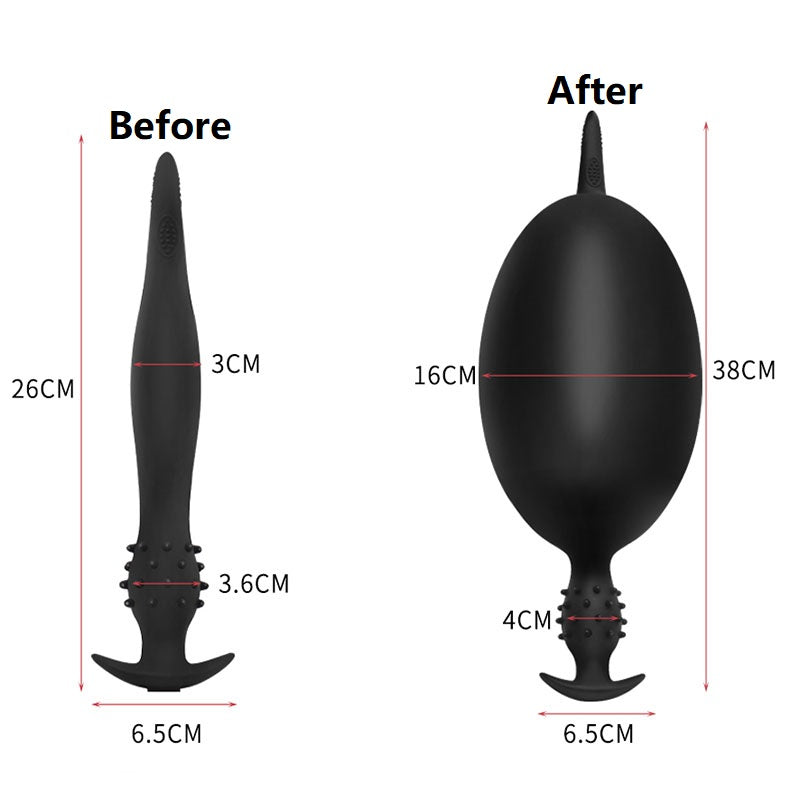 Black slim spiked inflatable butt plug