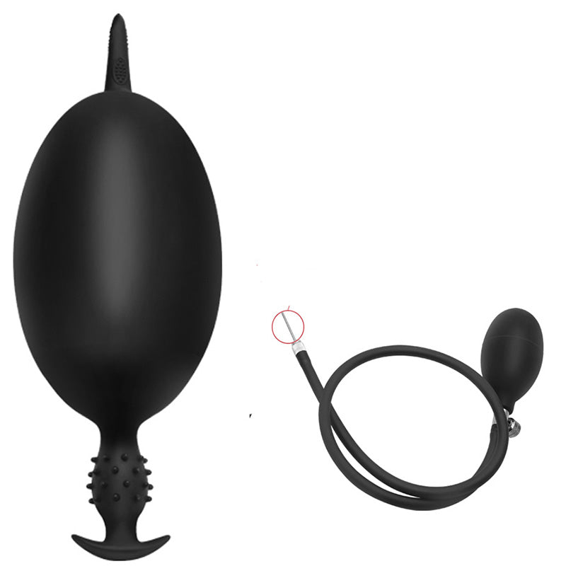 Black slim spiked inflatable butt plug