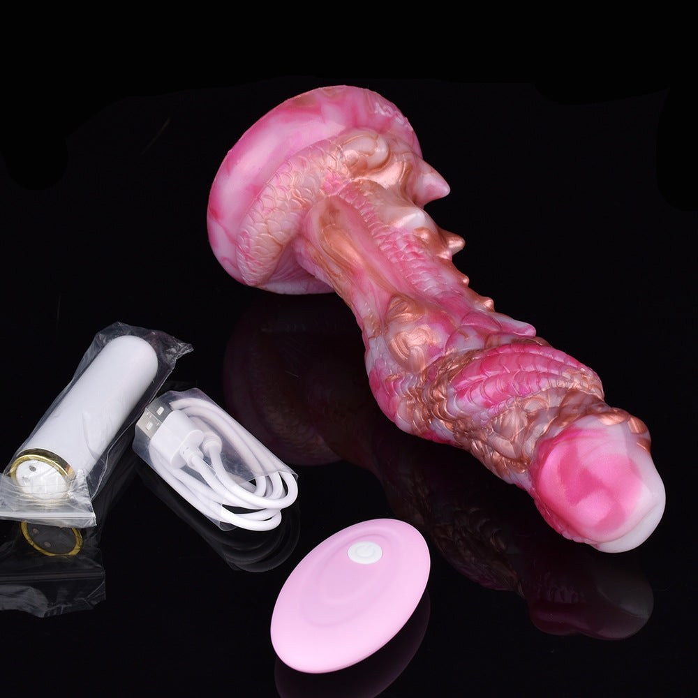 Pink remote control vibraing dragon dildo