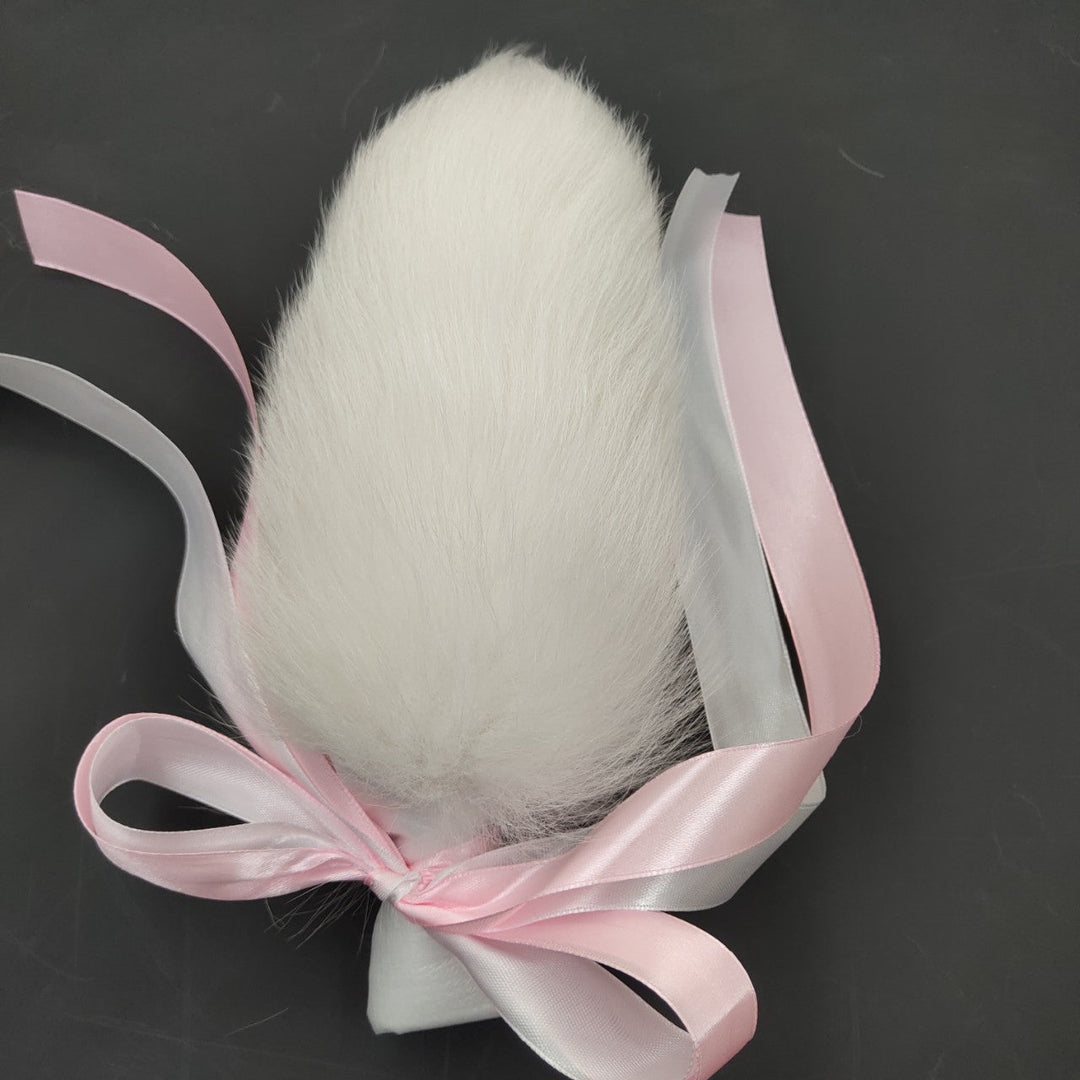 White Furry Fox Tail Butt Plug