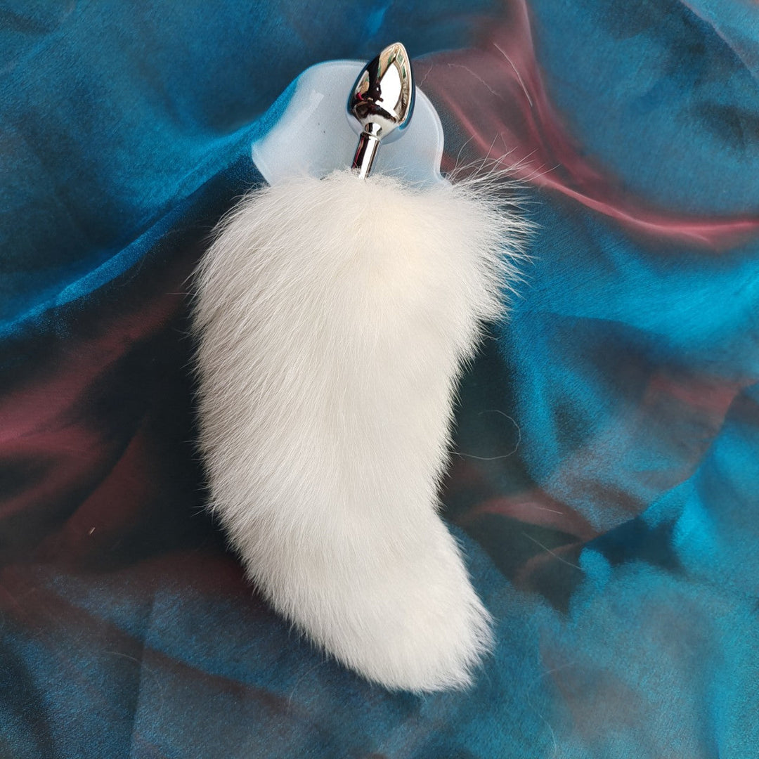 White Furry Fox Tail Butt Plug