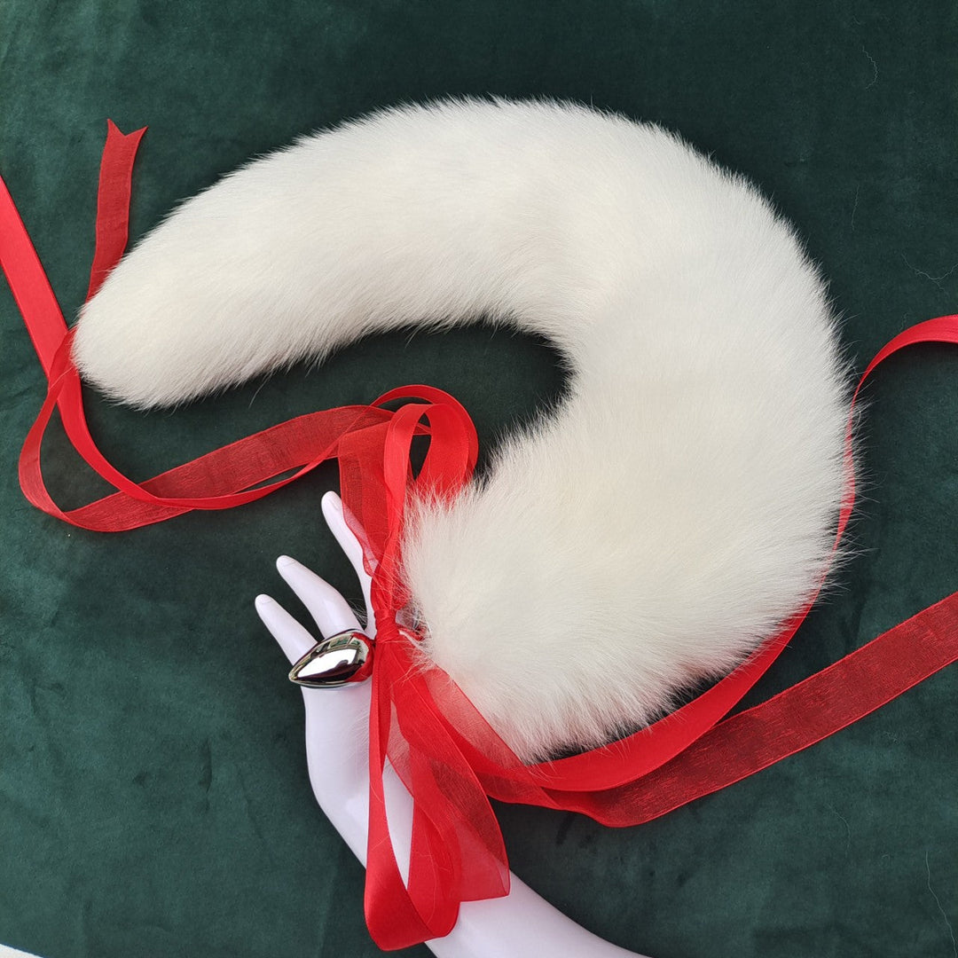 White Furry Fox Tail Butt Plug