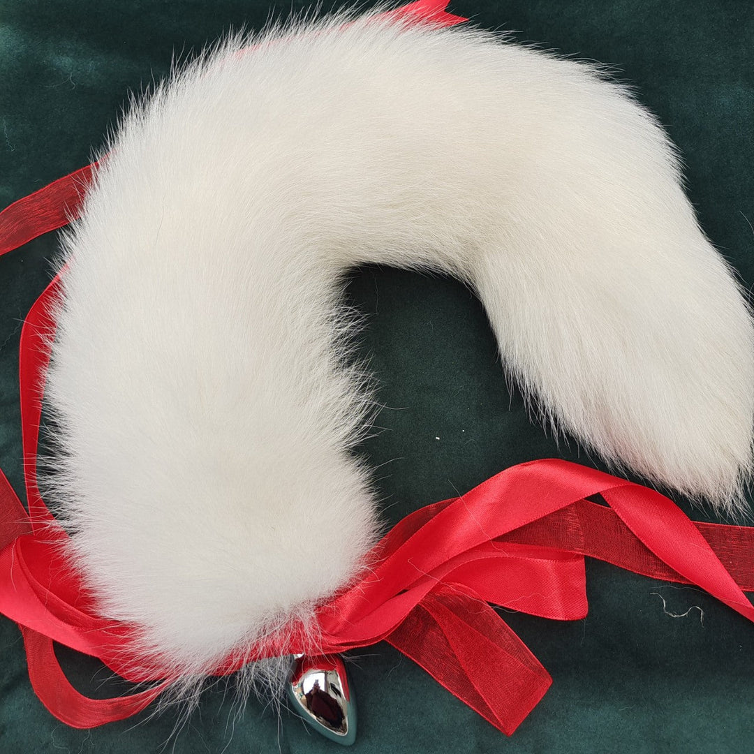 White Furry Fox Tail Butt Plug