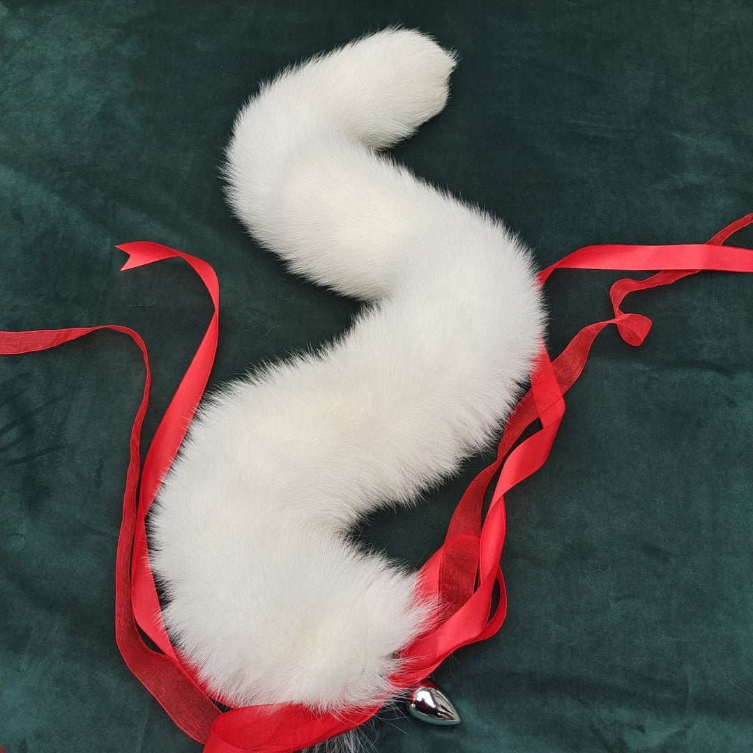 White Furry Fox Tail Butt Plug