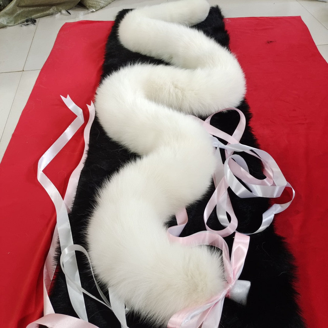 White Furry Fox Tail Butt Plug