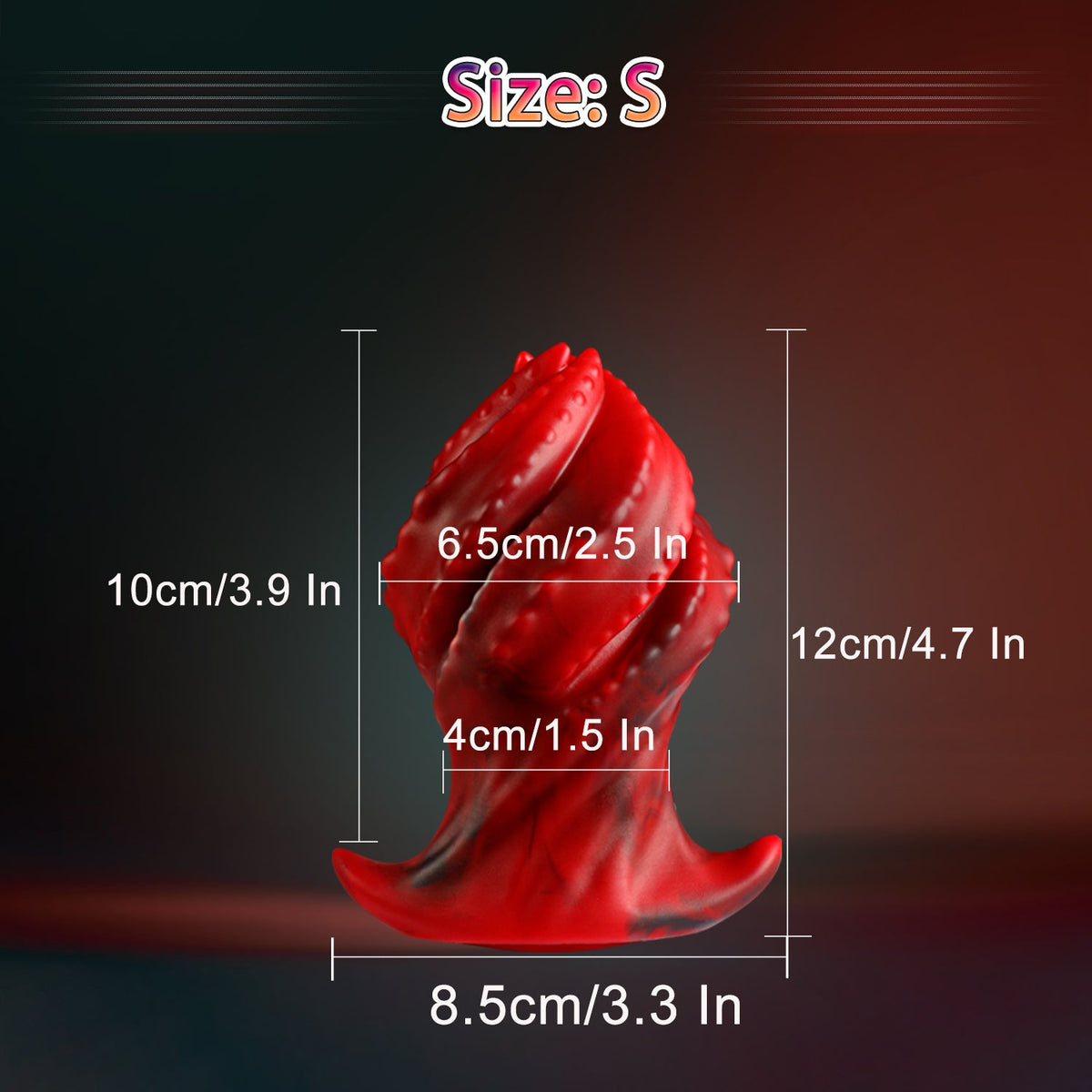 Red threaded silicone huge butt plug