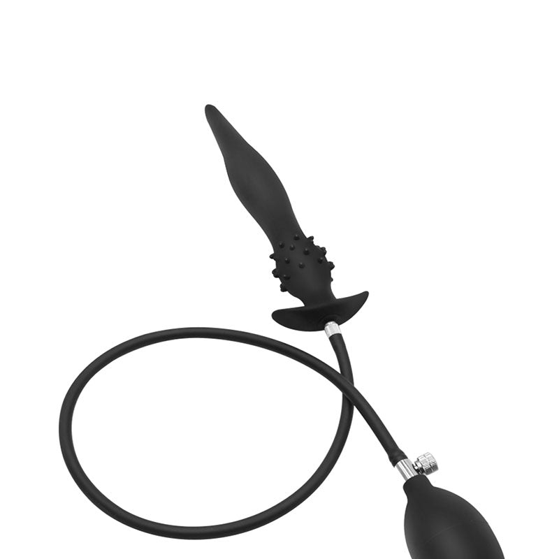 Black slim spiked inflatable butt plug