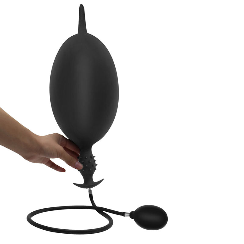 Black slim spiked inflatable butt plug