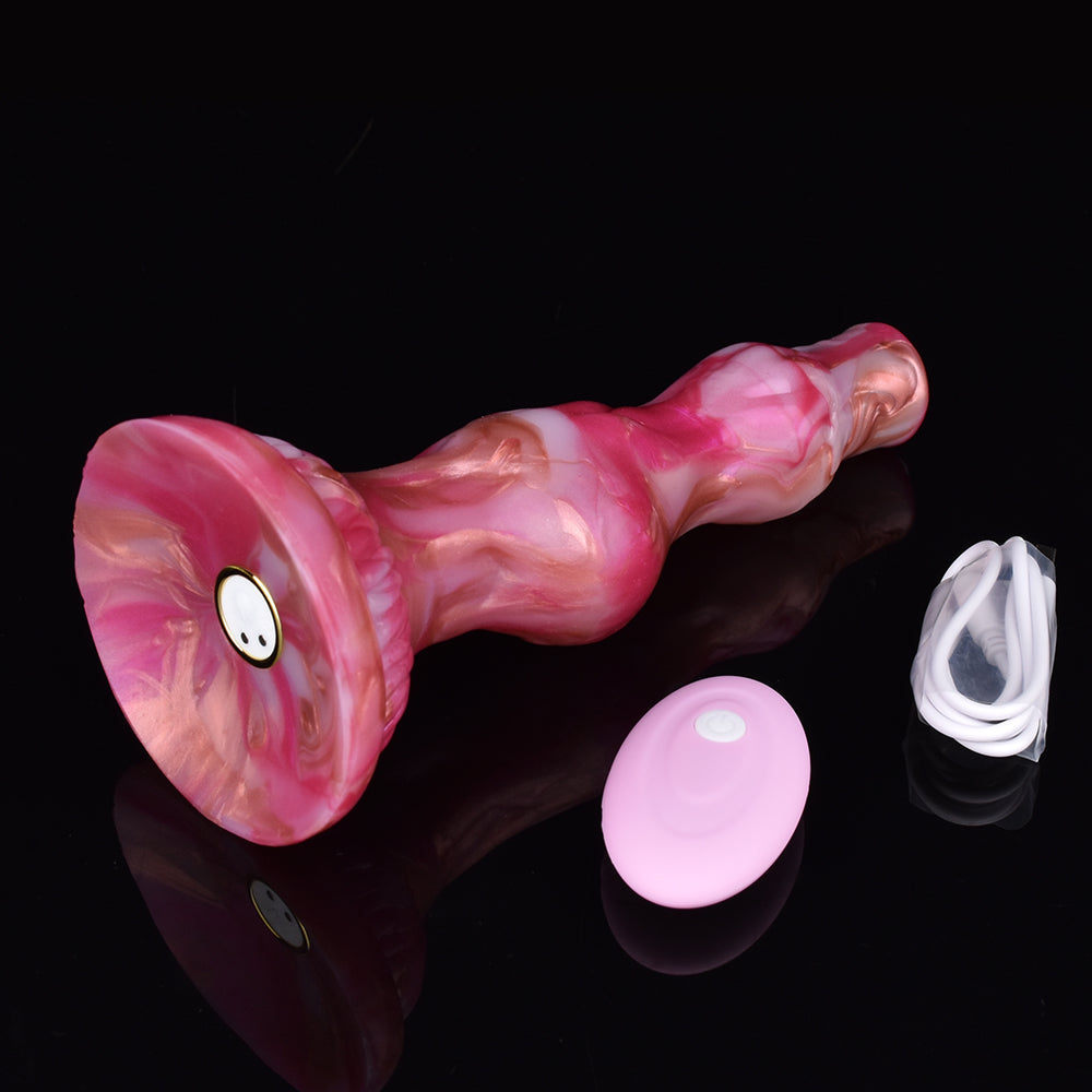 8 inch double knot vibrating strap on dildo