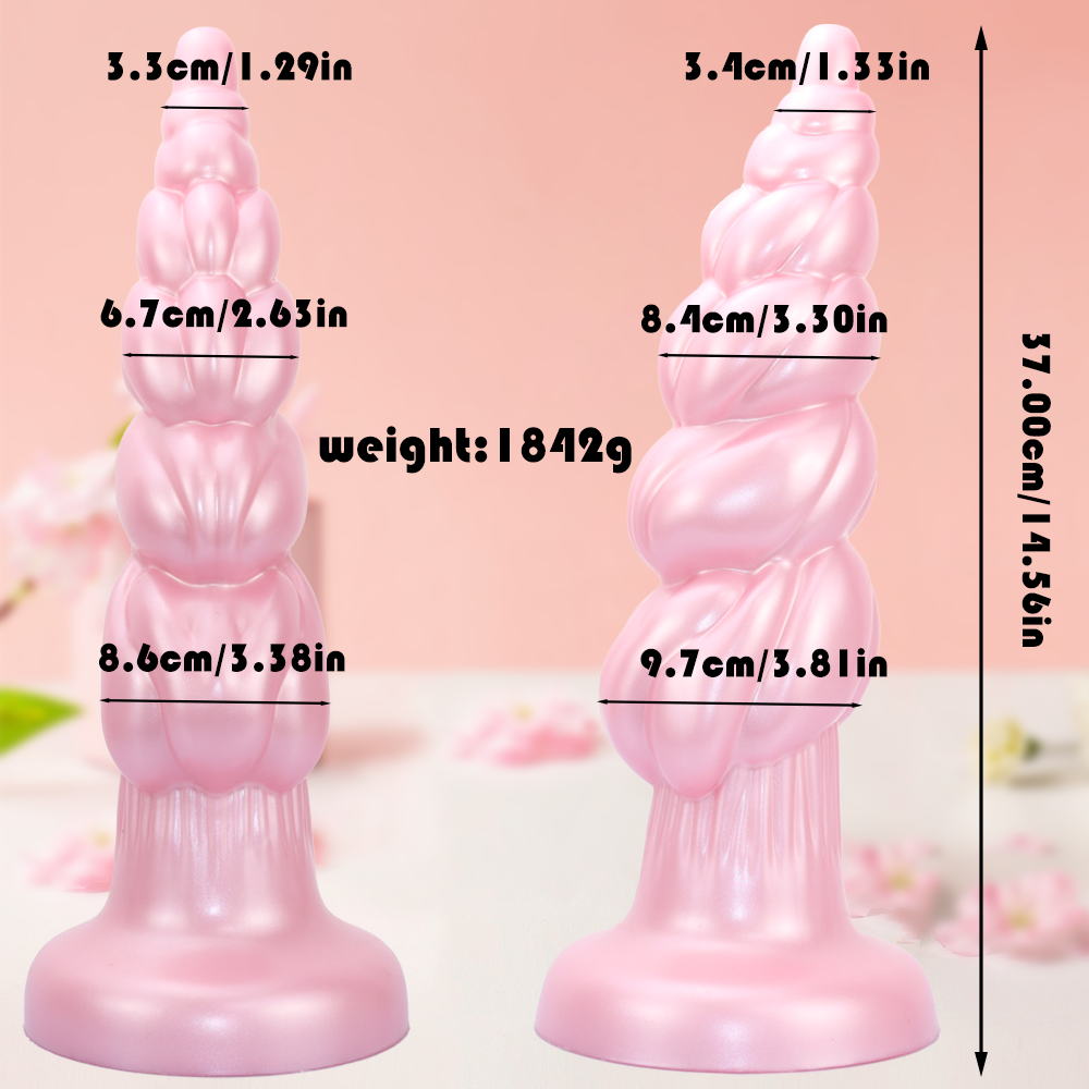 14 inch conical ribbed silicone huge butt plug