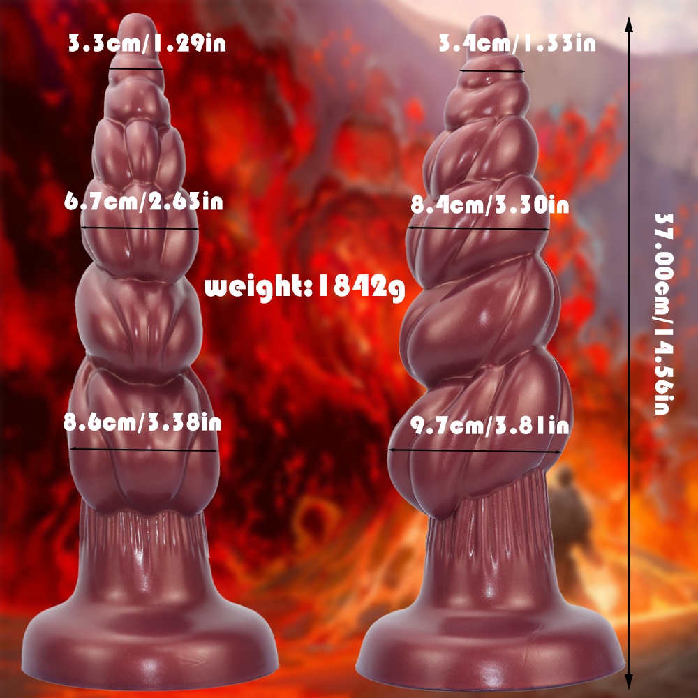 14 inch conical ribbed silicone huge butt plug