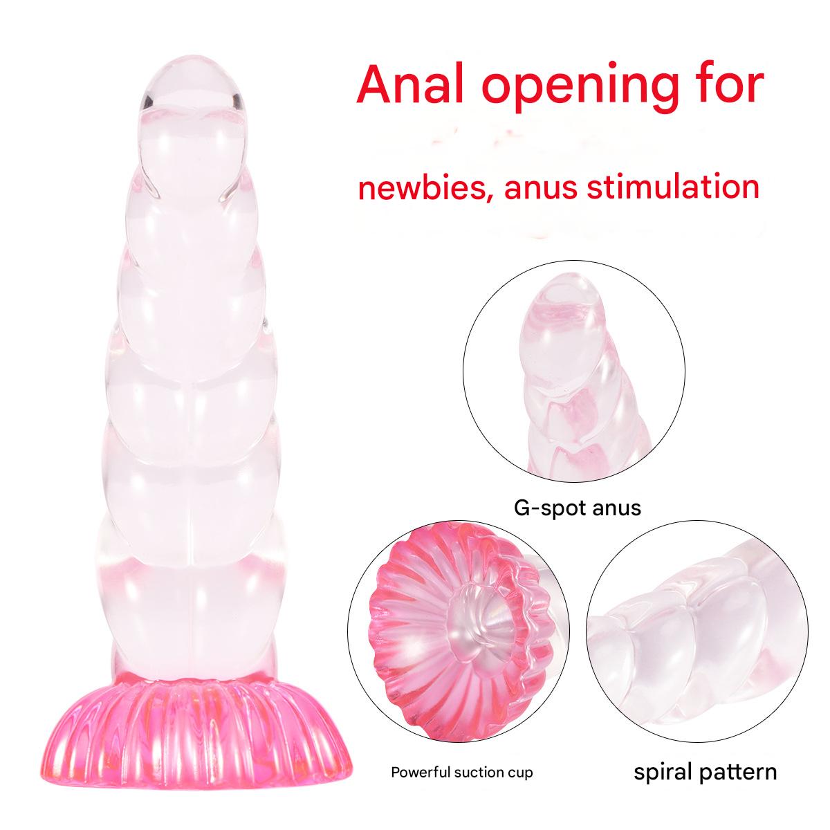 Ribbed clear unicorn horn butt plug