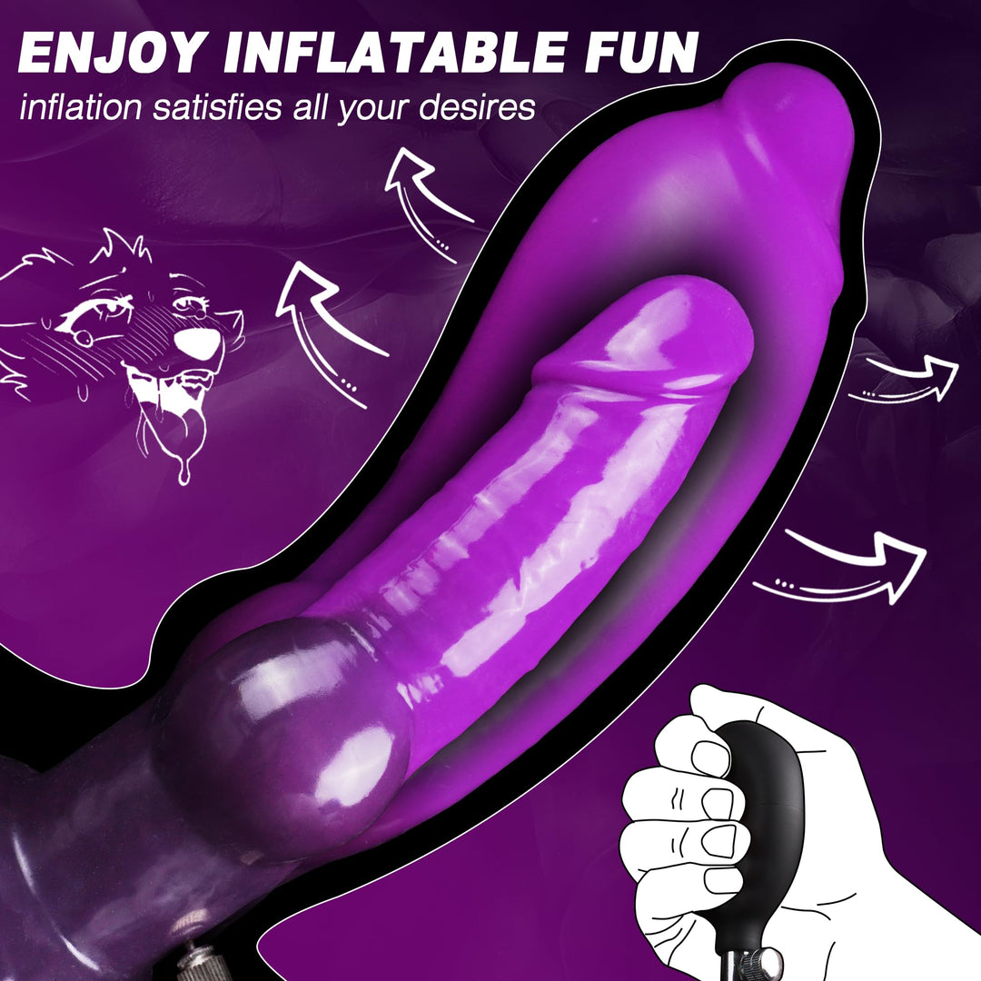 Purple 7 Inch Silicone Animal Inflatable Butt Plug
