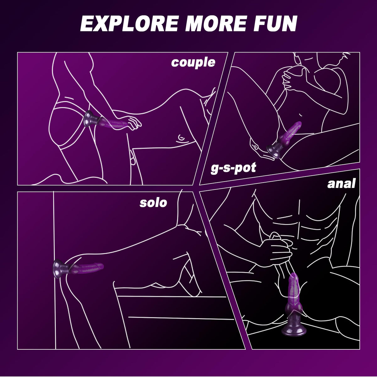 Purple 7 inch silicone animal inflatable butt plug