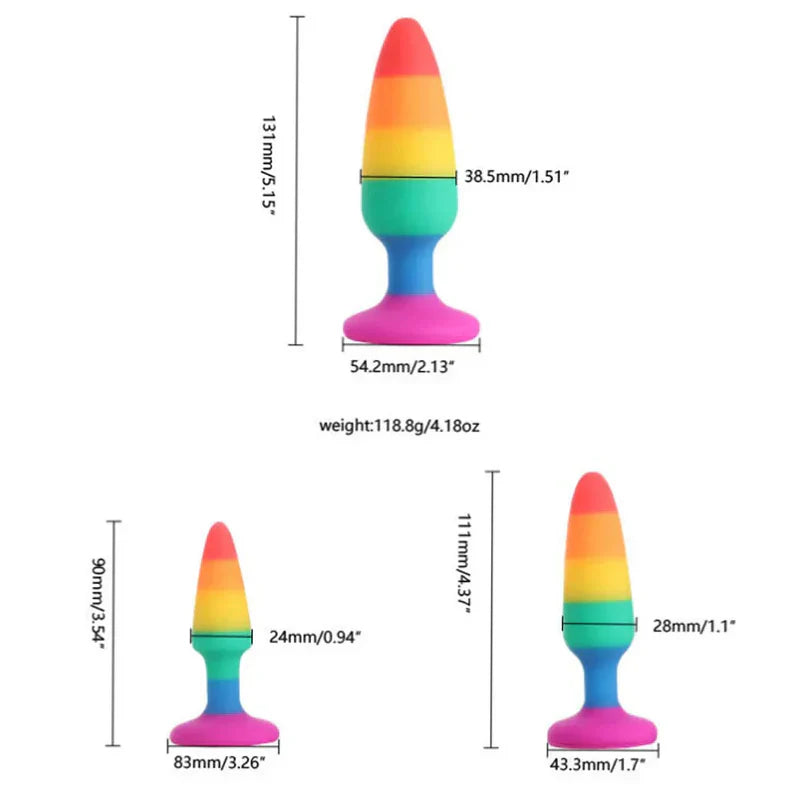 Rainbow butt plug lgbt silicone adult sex toy