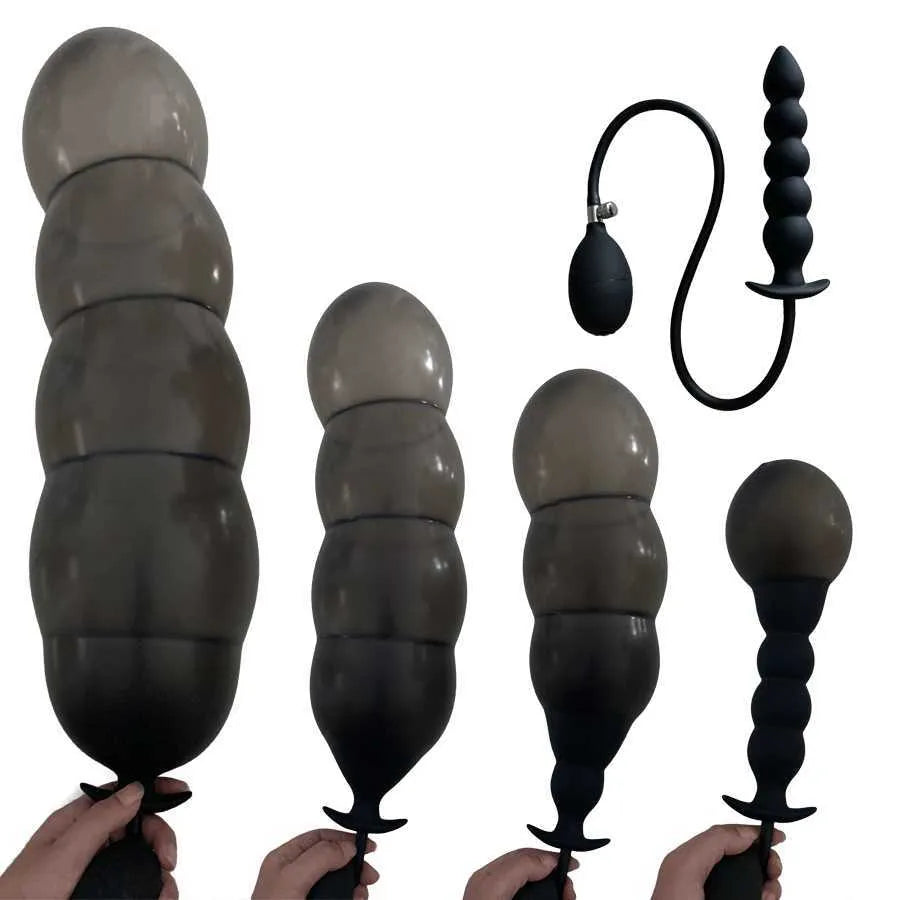 Inflatable Anal Beads Big Black Butt Plug