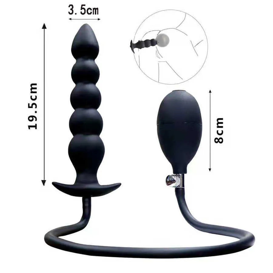 Inflatable anal beads big black butt plug