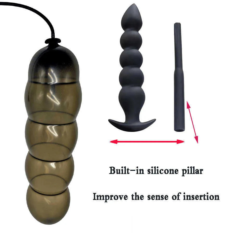 Inflatable anal beads big black butt plug