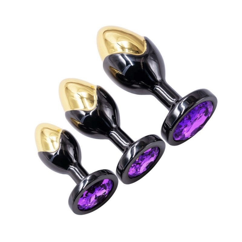 Two tone metal jeweled butt plug kit