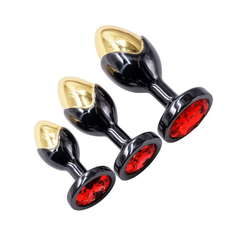 Two tone metal jeweled butt plug kit