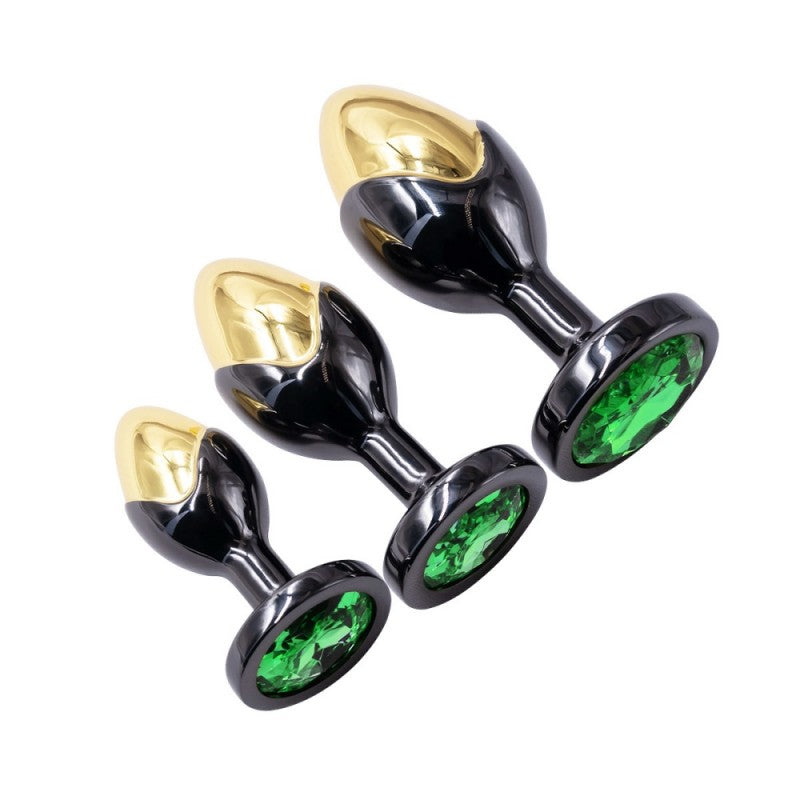 Two tone metal jeweled butt plug kit